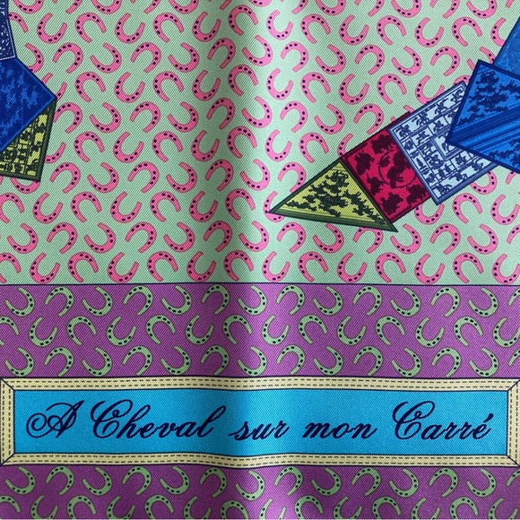 Brand New Hermes A Cheval Sur Mon Carre Silk Scarf - Picture 10 of 15